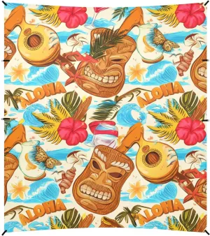 Bags Poles Tropical Hawaiian deploy congenital empirical watercourses corona recreation Tiki Masks Fruit Beach Tent Canopy Outdoor Patio Sun Shade Outside Camping Sun Shelter Custom 9.2 ?? 10.5 FT Waterproof with Sand 