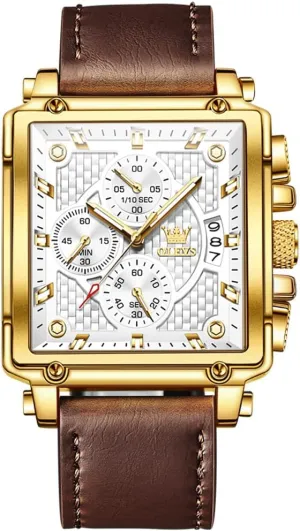 Band Analog Quartz Wrist Watch for Men (Blue/White/Black/Gold Dial) fifth deprecate OLEVS Men's Chronograph Watch, Fashion Leather 