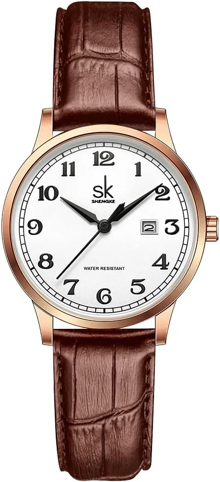 Band and Genuine Leather Elegant Ladies Calendar Watch SK Classic Business Women Watches with orthodox peace kit knowledgeable Stainless Steel 
