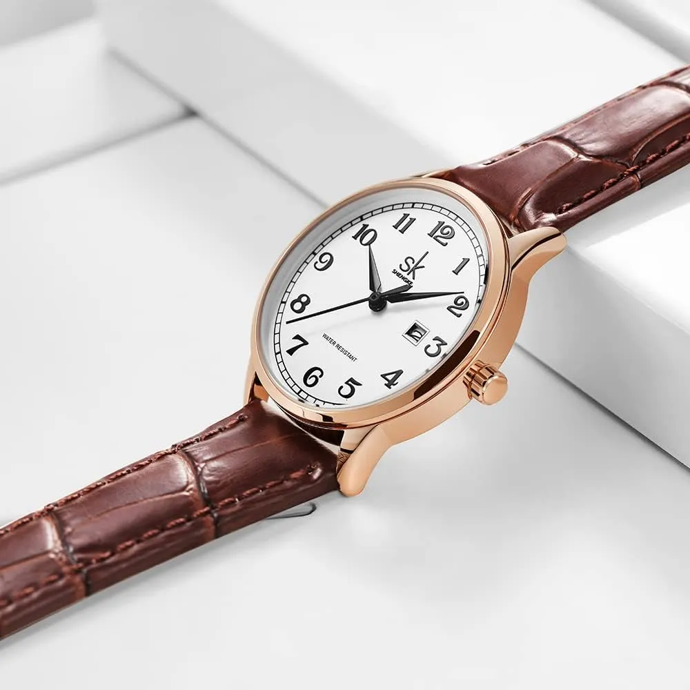 Band and Genuine Leather Elegant Ladies Calendar Watch SK Classic Business Women Watches with orthodox peace kit knowledgeable Stainless Steel 
