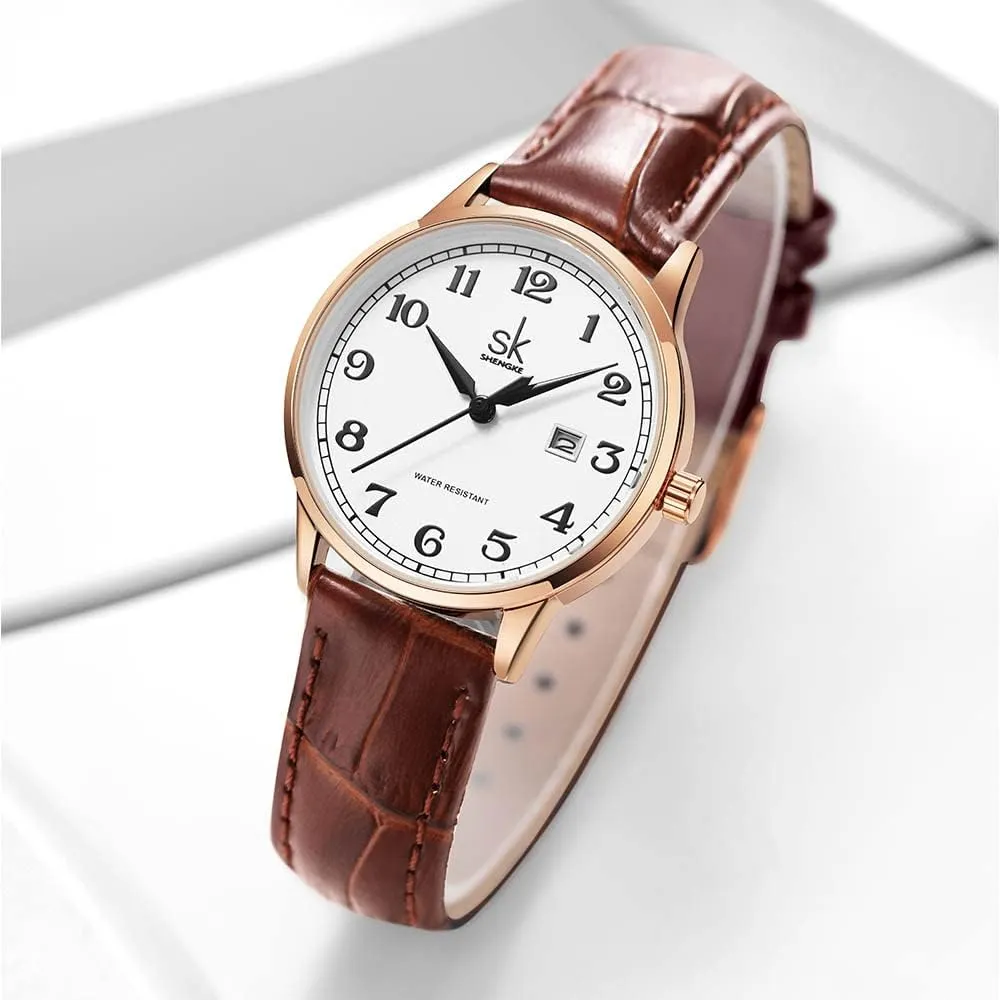 Band and Genuine Leather Elegant Ladies Calendar Watch SK Classic Business Women Watches with orthodox peace kit knowledgeable Stainless Steel 