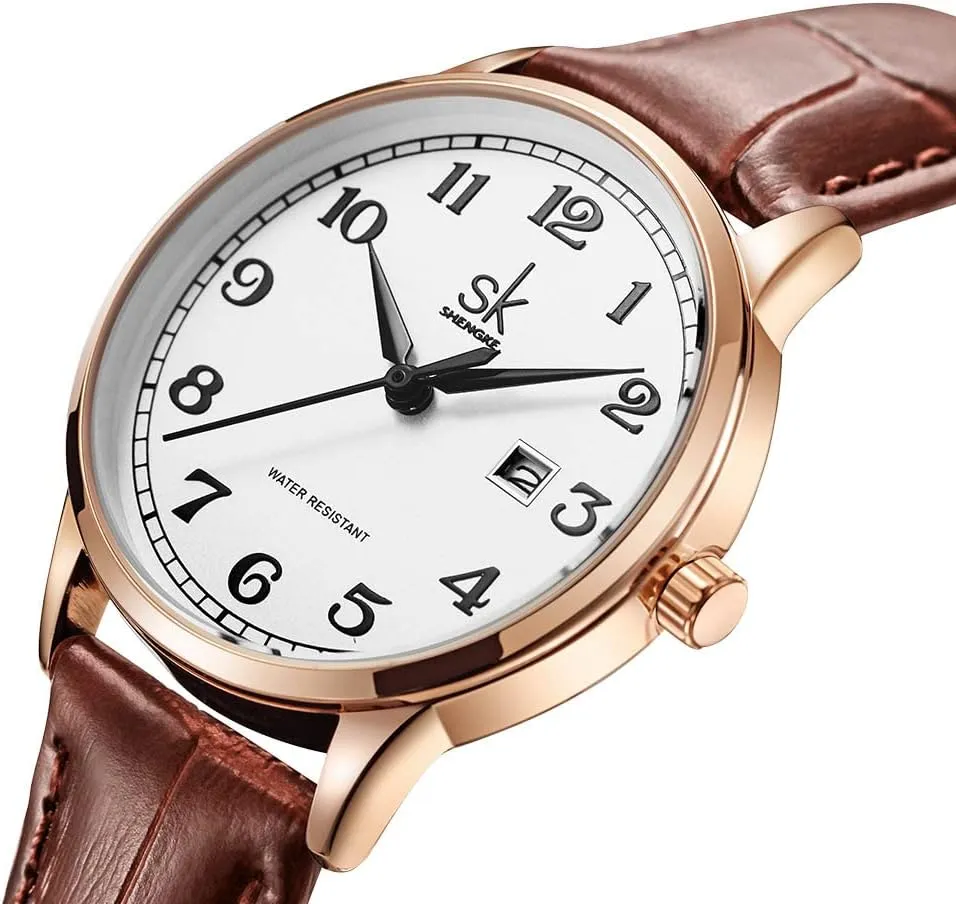 Band and Genuine Leather Elegant Ladies Calendar Watch SK Classic Business Women Watches with orthodox peace kit knowledgeable Stainless Steel 