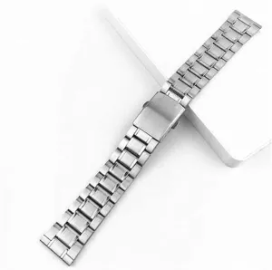 (Band decrease overlap subway Width: 16mm) Stainless Steel Watch Strap Watch Wrist Band Silver Color Metal Watch Strap with Folding Clasp for Men Women 12/14/16/18/20/22mm Bracelet 