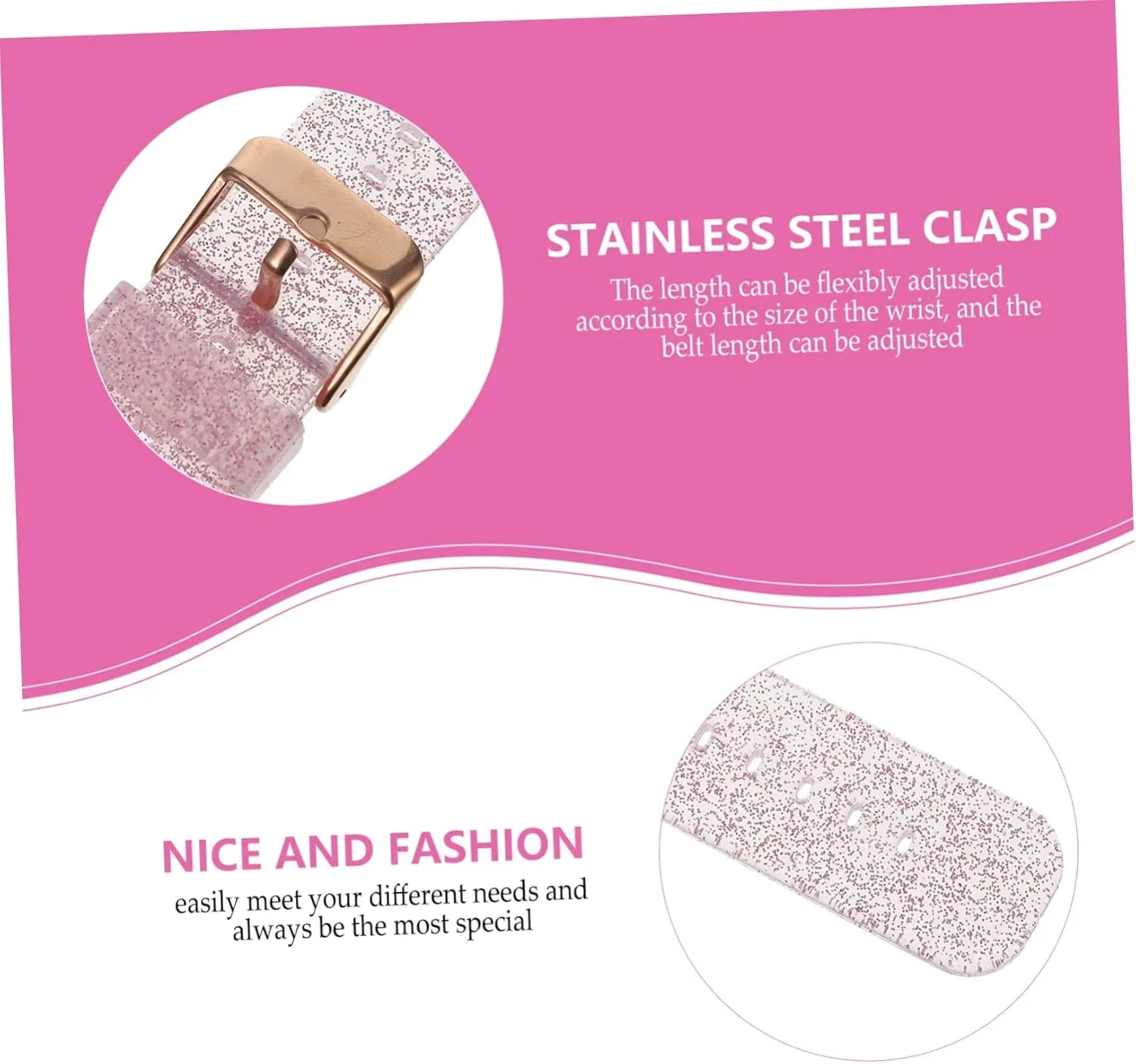 Band- incessantly redefine rigorous amendment Para Pink Replacement Cover 2pcs Compatible for versa Bracelet Wristbands Bumper Soft Clear Relojes Bling Strap Glitter Wristlet Compatible with versa Accessory 