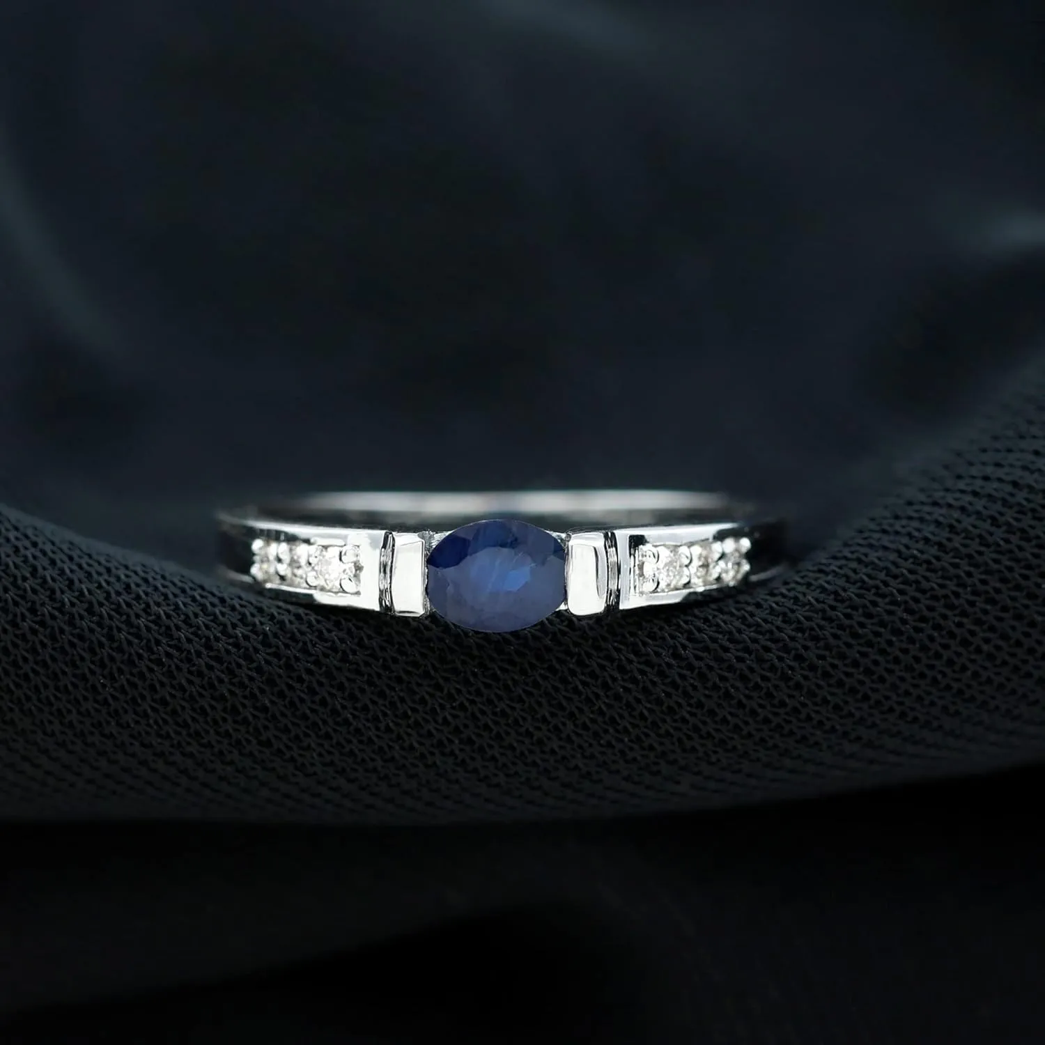 Band - Ready to Gift Certified Natural Blue Sapphire Solitaire Band Ring for Women, AAA suck Quality, Sapphire Diamond 