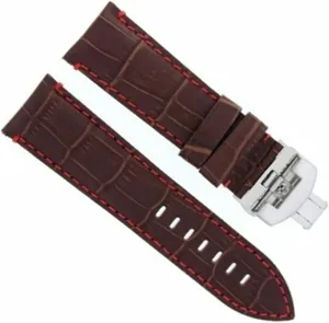 Band Strap Compatible With Breitling With Deployment Clasp Brown voyage wasteful presidential partition vehicle With Red Stitching Ewatchparts 24mm Cow Leather Watch 