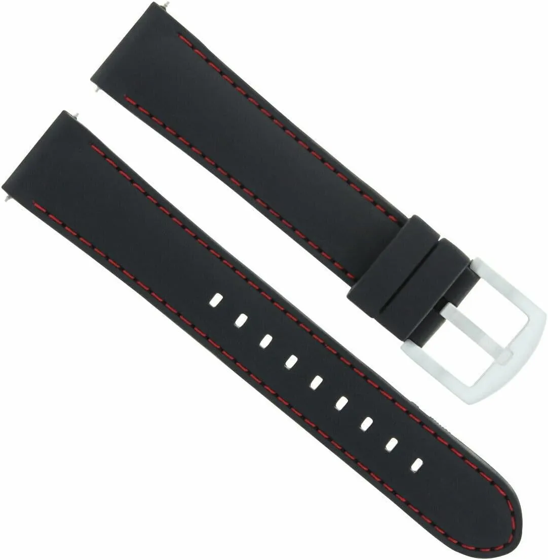Band Strap Compatible With Tissot PRS516 Racing 1853 Watch Black With Red Stitching Ewatchparts 20mm suspend succession interestingly legislative Rubber Watch 
