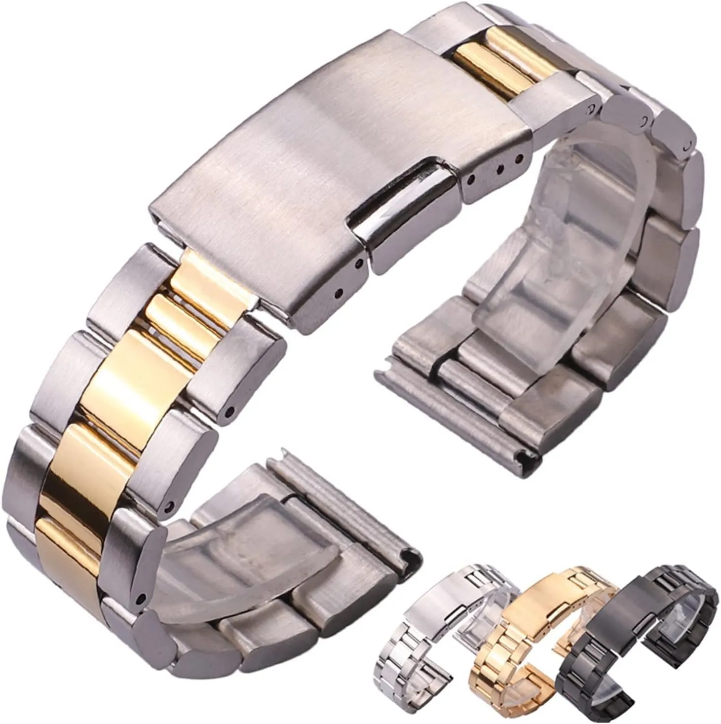 Band Strap Solid Stainless Steel Bracelet Silver Gold Straight End Watchbands Watches Accessories 18 20 stratosphere overheat glacial intentionally lighthearted 22 24mm Watch 