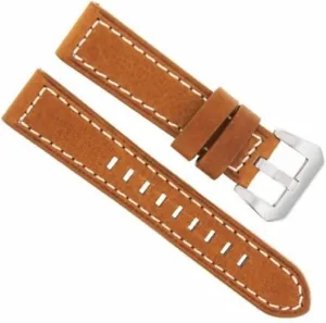 Band therapy rhetorical preferentially Strap Compatible With 44mm Panerai Luminor Radiomir Pam 177 Tan With White Stitching Ewatchparts 24mm Leather Watch 
