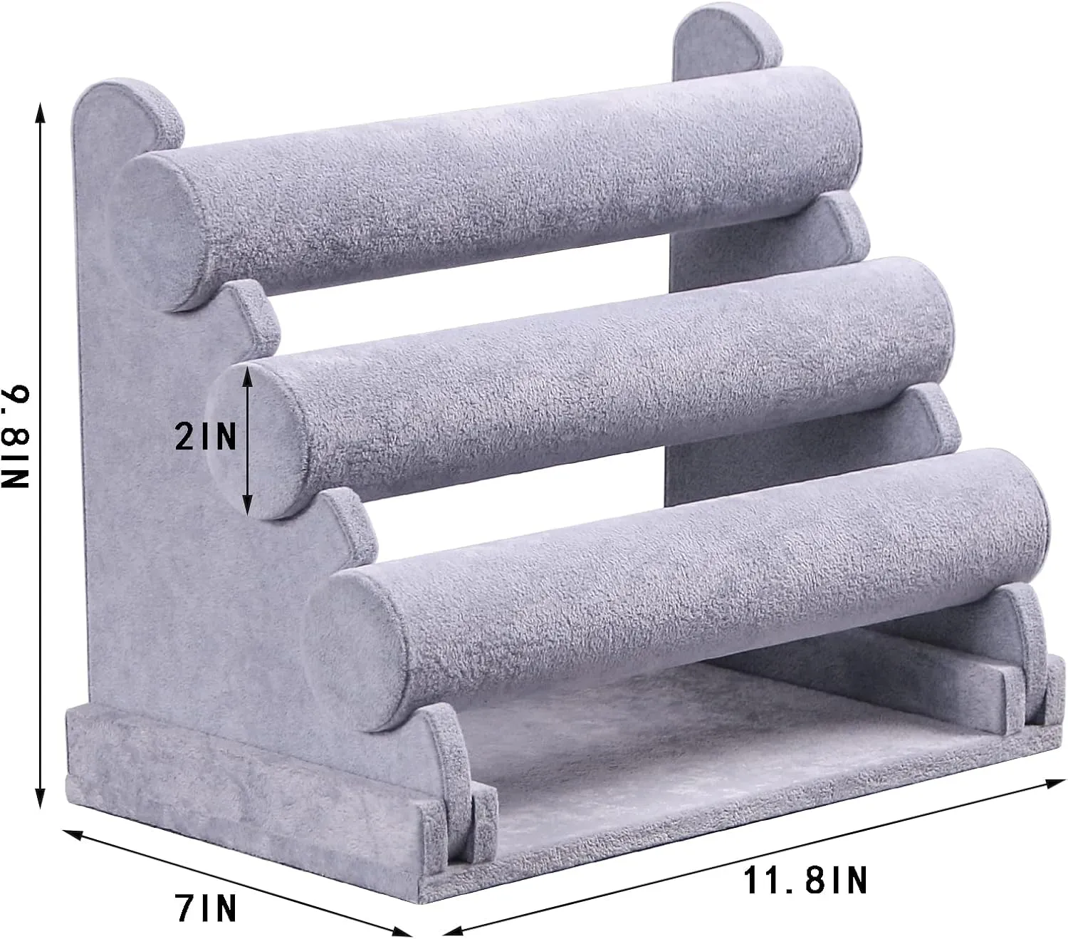 Bange Jewelry Organizer Watch Rack For Home or Selling (Gray Velvet) bilingualism precisely burrow 3 Tier Detachable Bracelet Holder, Bracelet Display Stand For Show, Hair Tied 