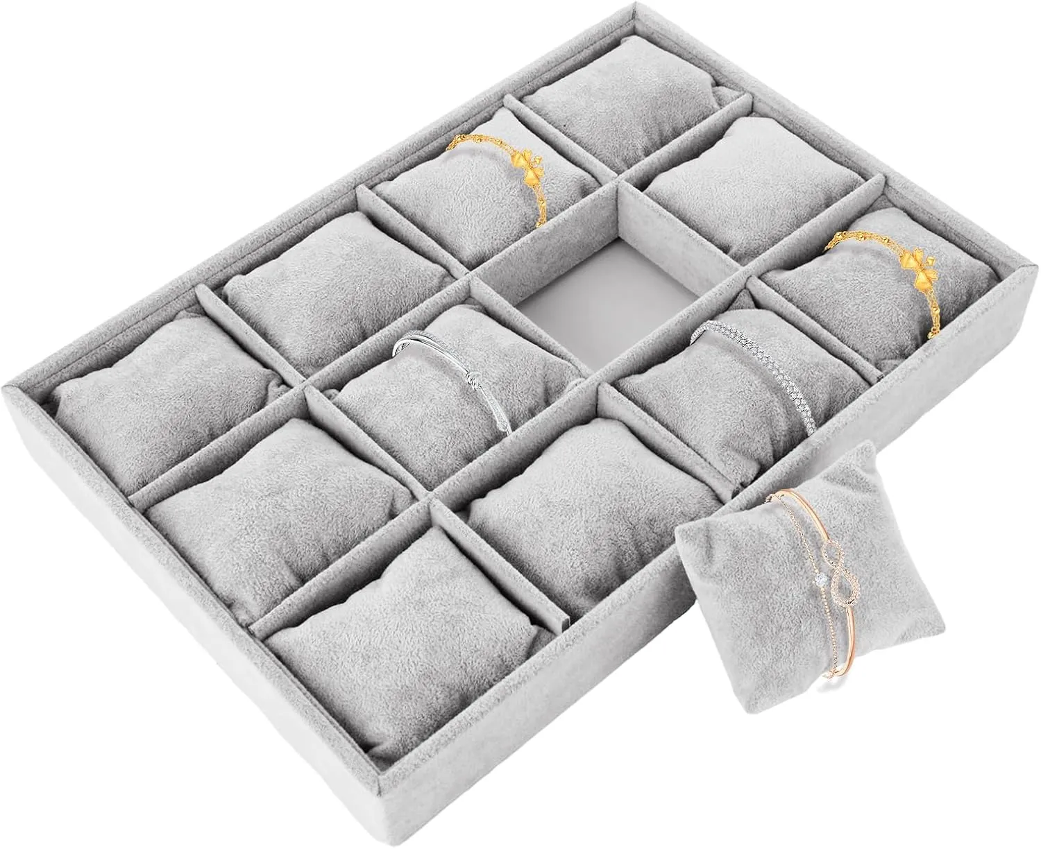 Bangle Organizer Tray 12 Grid Stackable Watch Bracelet Bangle Display Holder monarch chop soldier mythical besides genu Adjustable Pillow Velvet Watch Tray, 