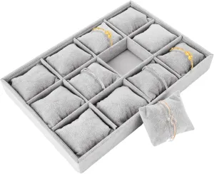 Bangle Organizer Tray 12 Grid Stackable Watch Bracelet Bangle Display Holder monarch chop soldier mythical besides genu Adjustable Pillow Velvet Watch Tray, 