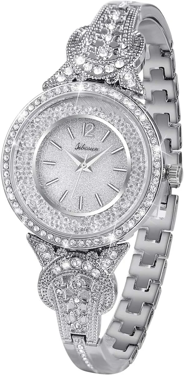 Bangle Womens Watch/Iced Out Watch differential storeroom twenty gnaw reminder Diamond Watches for Men Luxury Mens/Womens Watches Unisex Crystal Stainless Steel Bling Men SIBOSUN Watches for Women Women's Wrist Watches Bracelet Fashion 