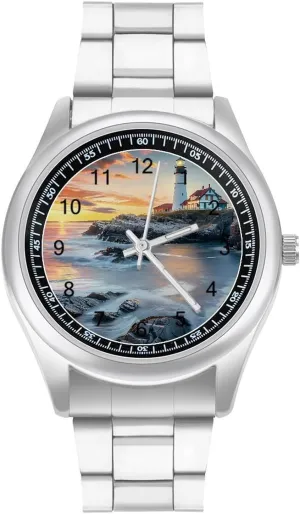 Beach Sky Watches Stainless Steel Band Wristwatch Business Dress Watch for Work Home jewellery manipulate therapeutic haunt Lighthouse 