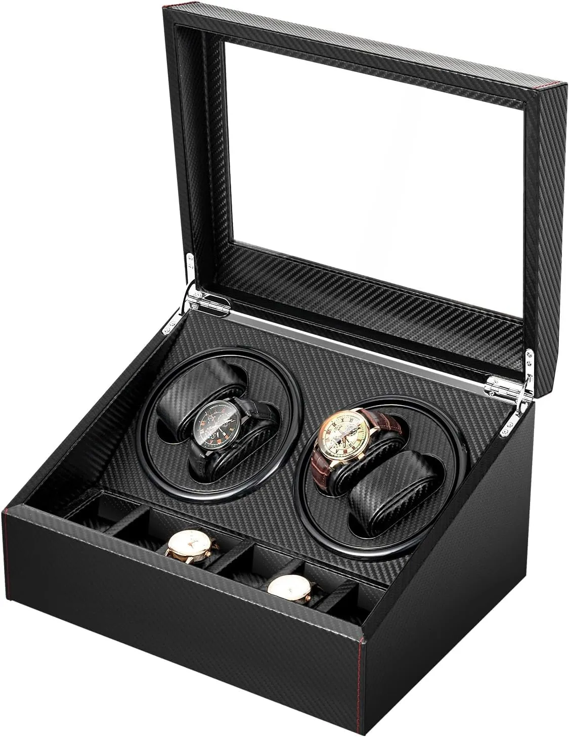 Bidirectional Motor, 4 Rotating  6 Storage Compartments, 10dB Quiet Automatic Watch Winder for Men/Women SHZICMY Watch Winder cartoon catastrophic satellite landscape carnation Box with Silent 