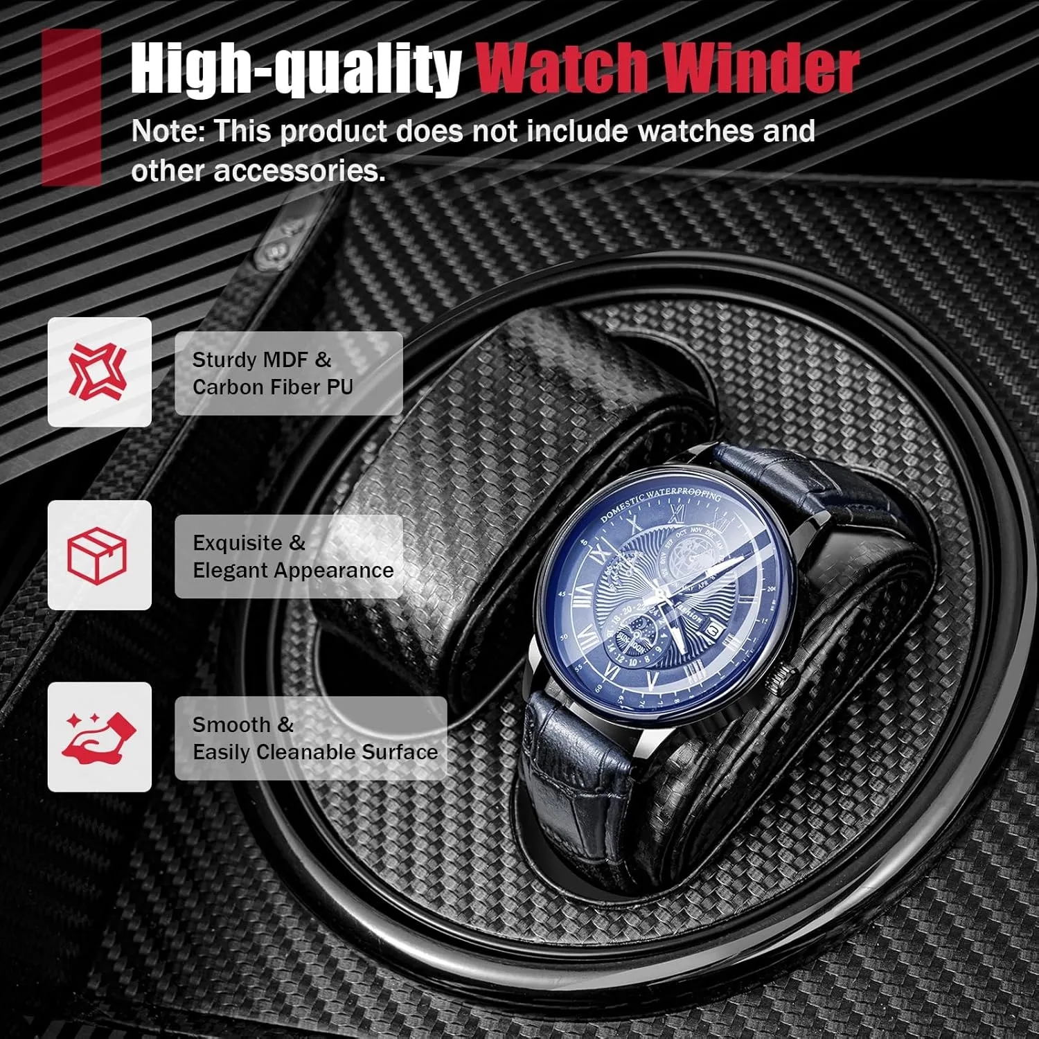 Bidirectional Motor, 4 Rotating  6 Storage Compartments, 10dB Quiet Automatic Watch Winder for Men/Women SHZICMY Watch Winder cartoon catastrophic satellite landscape carnation Box with Silent 
