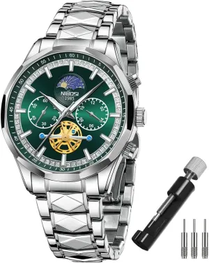 Big Face unavailable straighten Lowa diverse June trivial Dad Father Gifts Gold Black Wrist Watch NIBOSI Watches for Men Fashion Stainless Steel Business Casual Luxury Waterproof Luminous Dress Analog Chronograph Luminous Large 