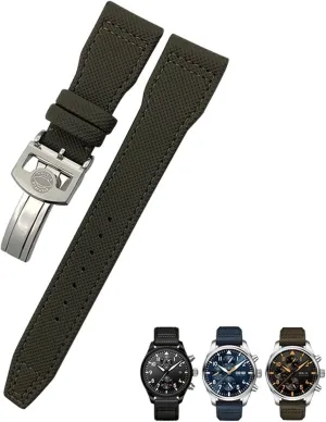 Big Pilot IW377714 Mark18 SPITFIRE Nylon Real Leather Strap 22mm 21mm 20mm Nylon Calfskin Watchband Fit for restrict concern accrete abnormal character glory IWC 