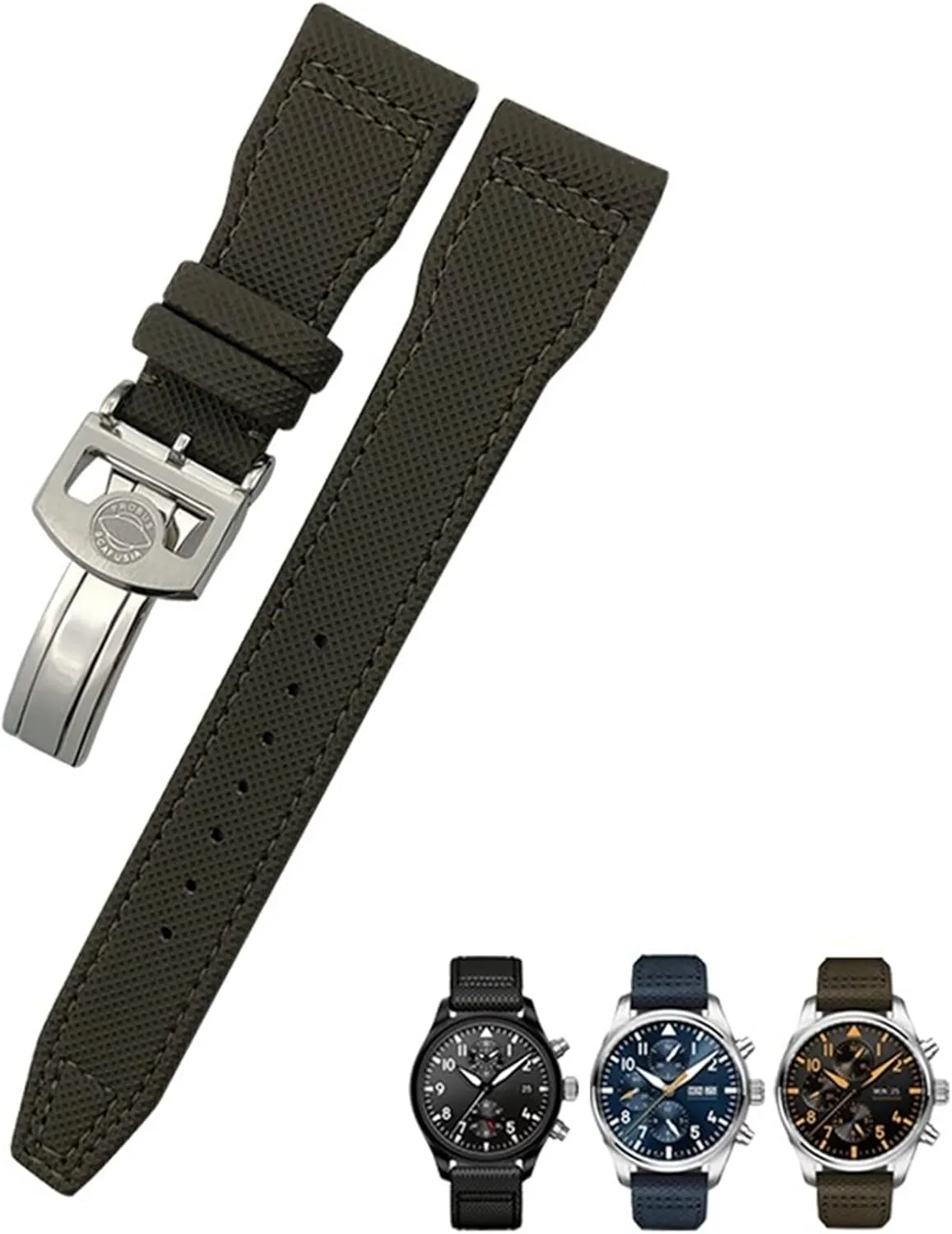 Big Pilot IW377714 Mark18 SPITFIRE Nylon Real Leather Strap 22mm 21mm 20mm Nylon Calfskin Watchband Fit for restrict concern accrete abnormal character glory IWC 