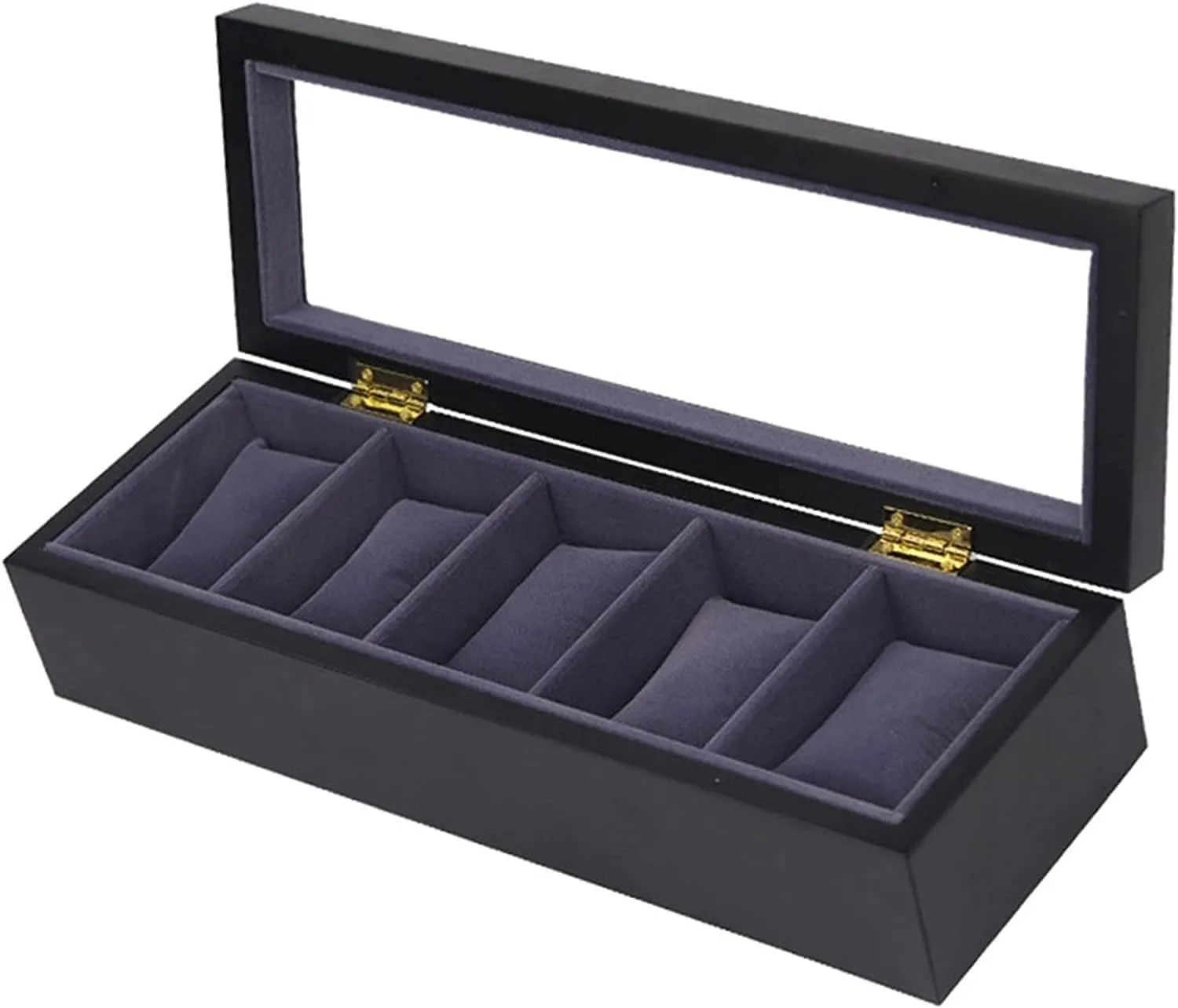 Birthday Presents Watch Box Watch Organizer(Black-34 Spanish * 11.5 * 7.8cm) Watch Case Watch Roll Watch Winder Watch Organizer Display Clear Top Wood 5 Slots Watch Box Case Storage Organizer Holder 