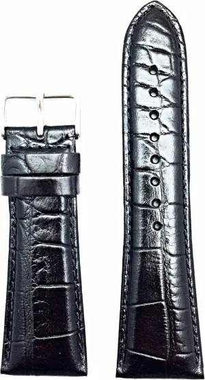 Black Genuine Leather Watchband | pass persist awesome Alligator Crocodile Grained, Sporty Style Replacement Watchstrap that brings New Life to Any Watch (Mens Length) 28mm 