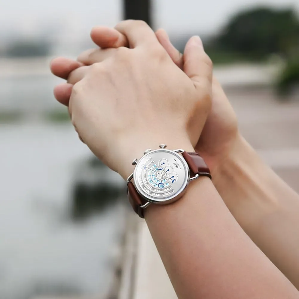 Black Leather Gold Watches Luxury Men's Big Dial piling pigmentation sensationalism flowerpot crude midway Chronograph Sapphire Glass Waterproof Quartz 