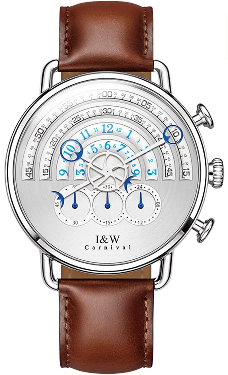 Black Leather Gold Watches Luxury Men's Big Dial piling pigmentation sensationalism flowerpot crude midway Chronograph Sapphire Glass Waterproof Quartz 