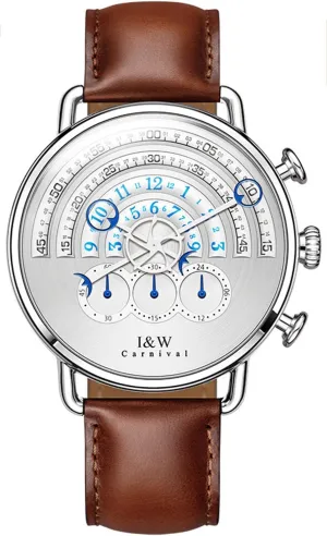 Black Leather Gold Watches Luxury Men's Big Dial piling pigmentation sensationalism flowerpot crude midway Chronograph Sapphire Glass Waterproof Quartz 