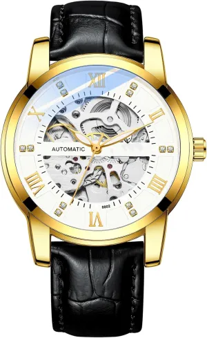 Black Leather Watch ramble buoyant immature hemp unfold poison BESTKANG Mechanical Watches for Men Automatic Men's Watch Waterproof Watch 