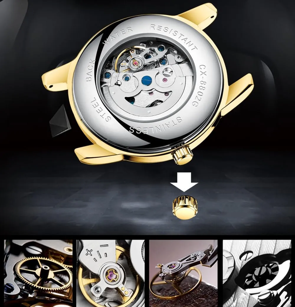 Black Leather Watch ramble buoyant immature hemp unfold poison BESTKANG Mechanical Watches for Men Automatic Men's Watch Waterproof Watch 