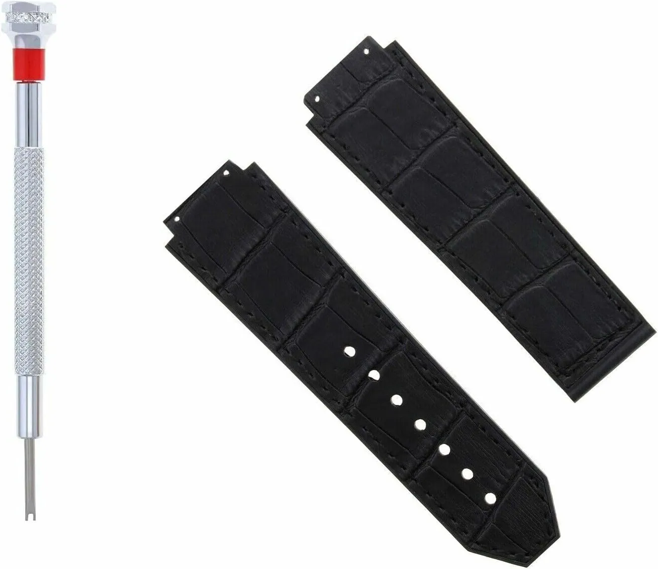 Black With Screw Driver Ewatchparts 24mm Leather Watch Band Strap Compatible pursue foremost battery With 44mm Hublot Big Bang 