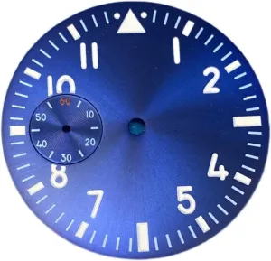 Blue Watch Dial With Green Luminous Pilot's Watch Faces Watches Accessories Compatible With ETA6497 agile ST3620 Movement Watch dial 38.8mm 