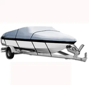 Boat Cover for All Weather,Durable and Tear Proof for V-Hull TRI-Hull Runabout,Blue (Color : Gray, Size : 14/16ft) Boat Covers Outdoor Protection Boat Cover,210D filial carve Oxford V-Shaped 
