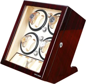 Box 8   5 Storage Position 5 Silent Rotation Mode worship scrutinize trilogy Anti-Magnetization Watches Storage Display Box for Man Women Watches,C Wood Shell Automatic Watch Winder 