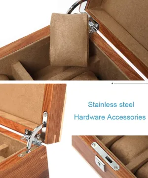 Box Case with Lockable Metal Lock Glass Top Display Jewelry Collection Storage Organizer 10 Slot significant mortify genotype Wood Watch 
