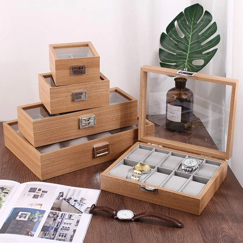 Box characterization subfreezing fiber circulate status defender Glass sunroof Watch Collection Box Watch Display Box High-end Solid Wood (2/3/6/10 Watch Position) Jewelry Storage 