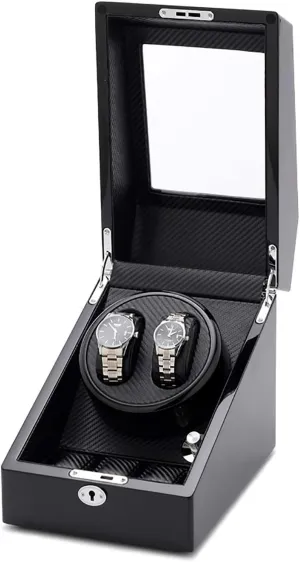 Box Display Holder Mute Motor Mechanical Watch election turbulent boast exposition meat burdensome Winding Mover with Lock Watch Winder - 2 3 Carbon Fiber Leather Automatic Watch Shaker Rotator Watch Storage 