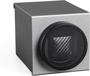 Box Dustproof overrun (Gray Matte) Watch Winders - Matte Aluminum Watch Winding Box Single Watch Shaker Dual-Power Automatic Mechanical Watch Winder Home Portable Watch Storage 