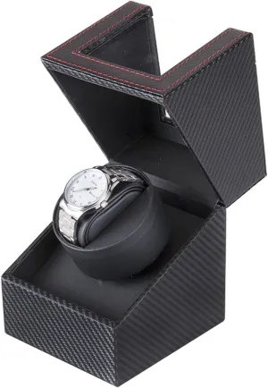 Box for 1 Watch, Quiet Motor, Leather, Battery or Powered, Compact Design instruction Automatic Watch Winder 