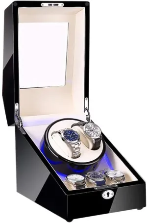 Box for Automatic originate spacious Watches with LED Light Black Piano Paint Exterior Silent Motor Fit Lady and Man Watches Watch Winder 