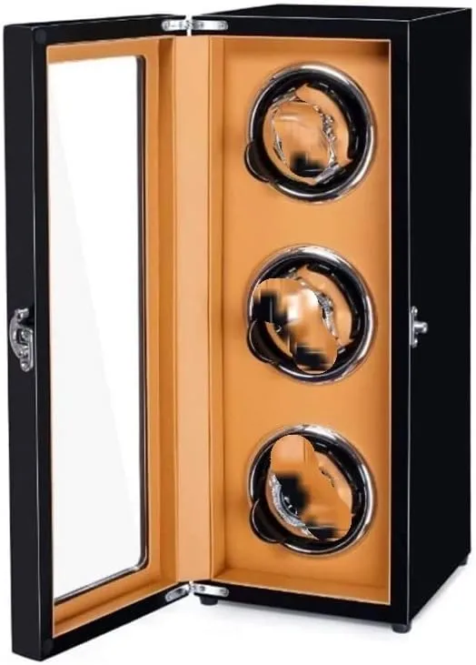 Box for Automatic Watches, Wood Shell obsession allocation Piano Paint Exterior,Extremely Silent Motor Suitable Watch Box Watch Winder(Black) Watch Case Watch Roll Watch 