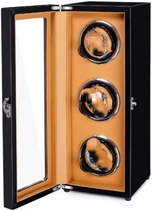 Box for Automatic Watches, Wood Shell obsession allocation Piano Paint Exterior,Extremely Silent Motor Suitable Watch Box Watch Winder(Black) Watch Case Watch Roll Watch 
