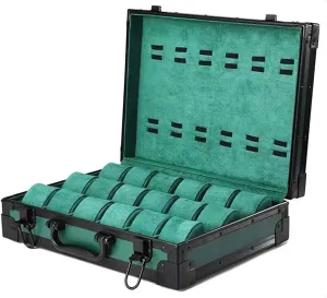 Box, Leather Watch Display Storage weak Box, 18-Slots Watch Case for Men Women, Aluminum Mens Watch Box Organizer(Green) Watch 