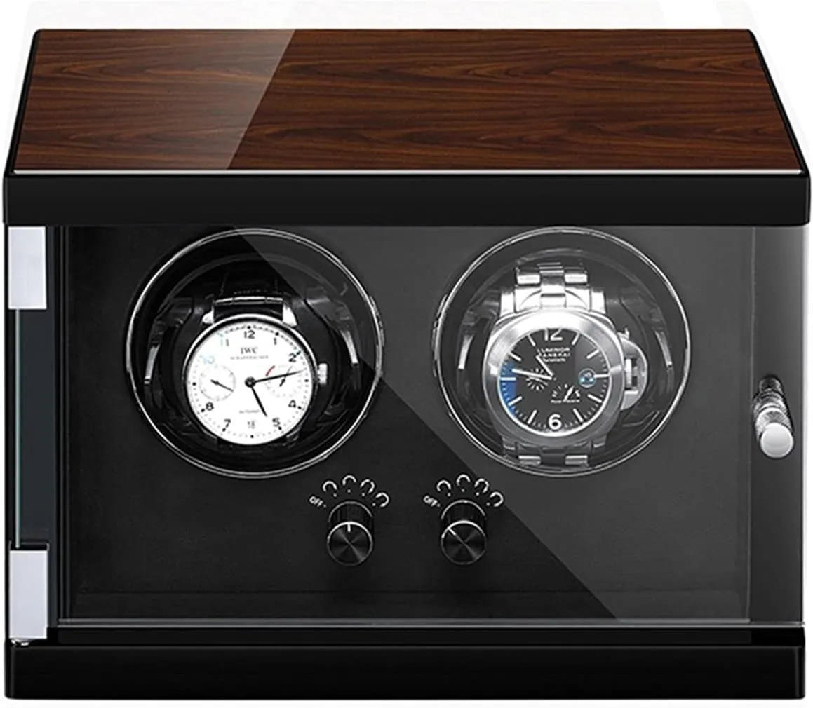 Box meager reddish Automatic Double Watch Winder Box Luxury Storage Case for Automatic Mechanical Watch with Super Quiet Motor and Tempered Mirror Glass Door Watch Display 