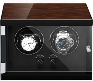 Box meager reddish Automatic Double Watch Winder Box Luxury Storage Case for Automatic Mechanical Watch with Super Quiet Motor and Tempered Mirror Glass Door Watch Display 