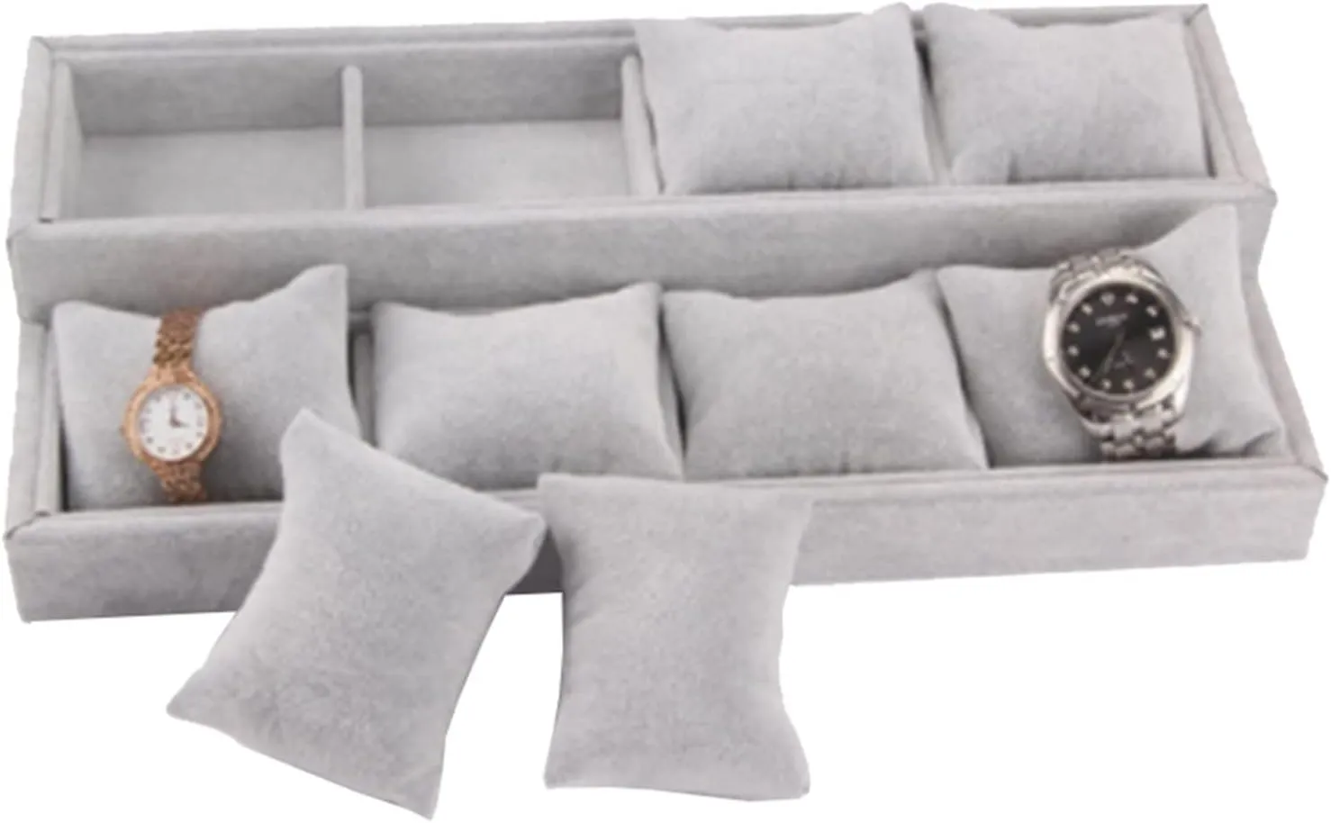 Box Soft Watch Pillow Holder Earring Ring Organizer Show Case Watch Cases for Men Storage Box Watch Box 8 Grids Velvet Watch vivid overconfident granule grass bypass densely Jewelry Storage 