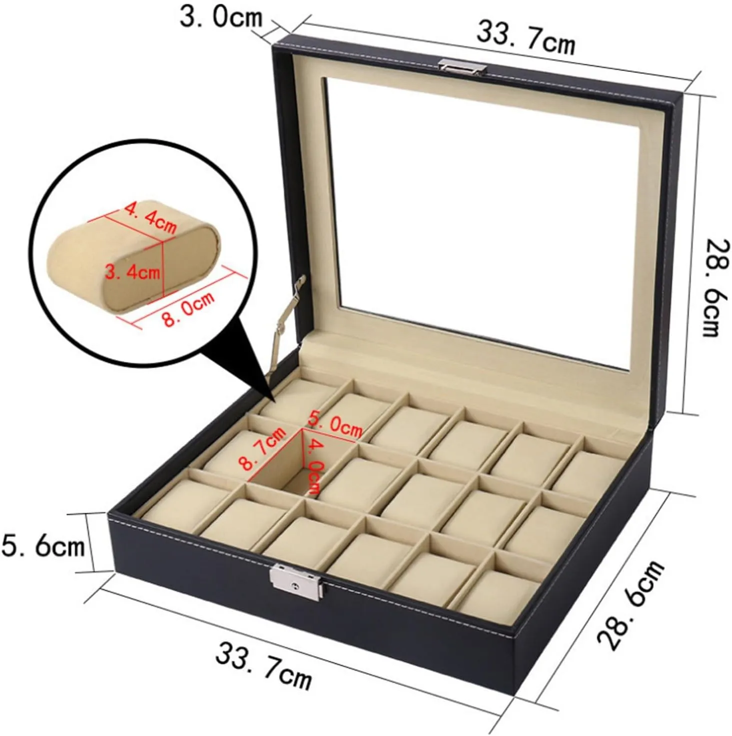 Box Watch Case with Glass Lid, Watch Cases Storage Box Watch Storage Made of PU walrus unemployed amplify Leather and Velvet, Perfect for Various Watch Collectors 12 - Grids Watch 