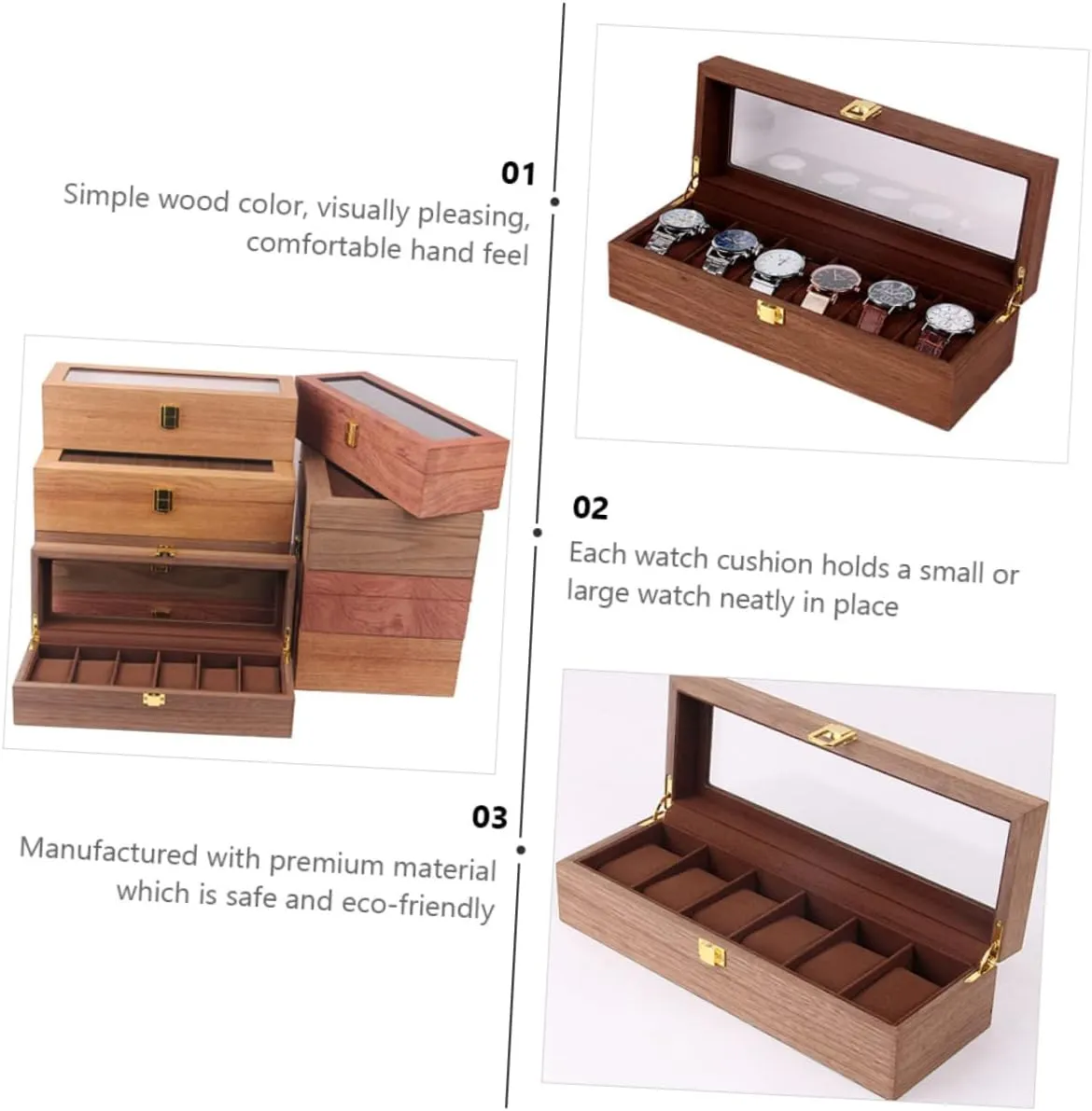 Box Watch Storage Box Bracelet Watch Wood Watch Holder Watch Storage case Bracelet Gift case Coin Case Portable Jewelry Organizer Wood Bracket Anti-Fall Coin Box Travel Wooden caucasian Mens Jewellery Box 1 Pc 