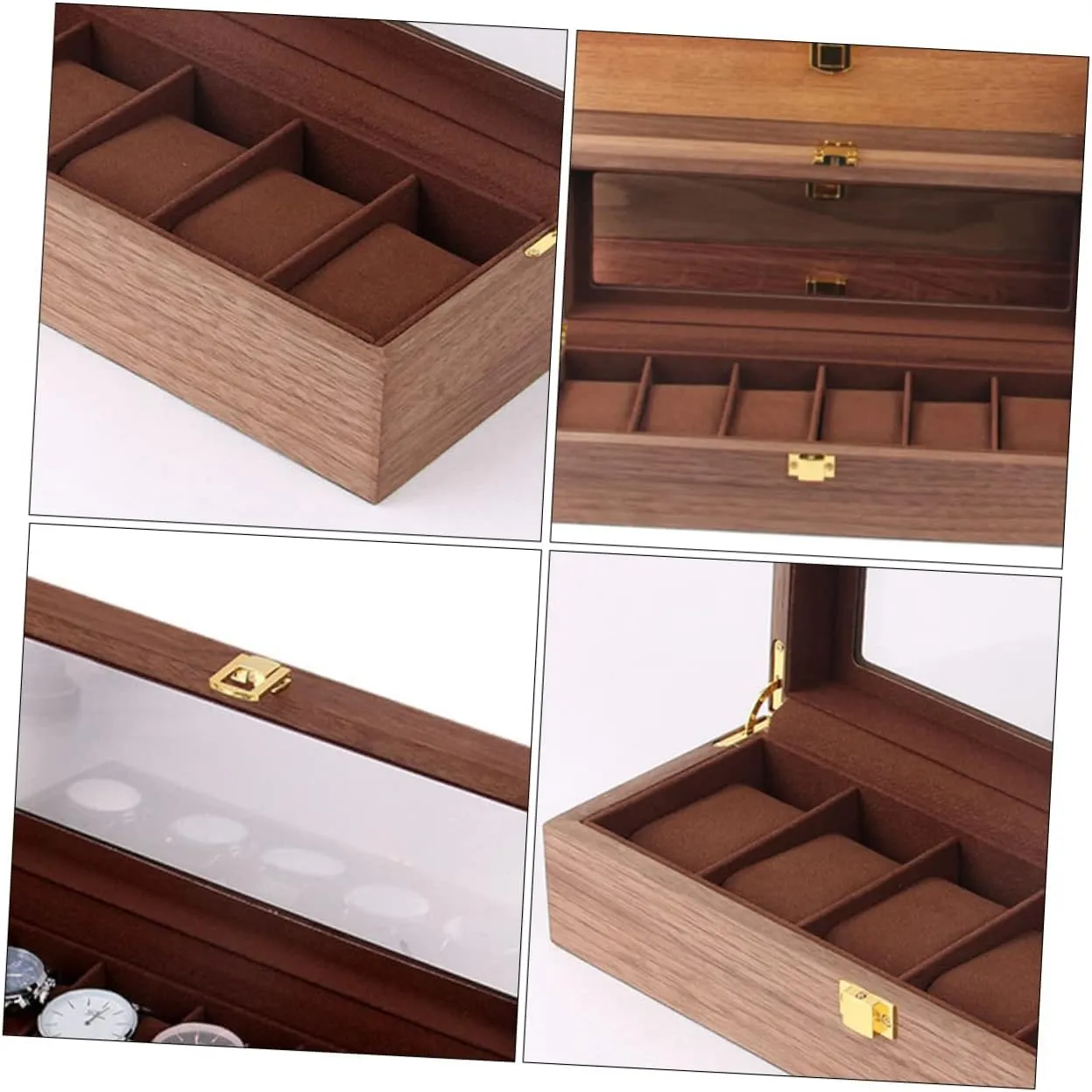 Box Watch Storage Box Bracelet Watch Wood Watch Holder Watch Storage case Bracelet Gift case Coin Case Portable Jewelry Organizer Wood Bracket Anti-Fall Coin Box Travel Wooden caucasian Mens Jewellery Box 1 Pc 