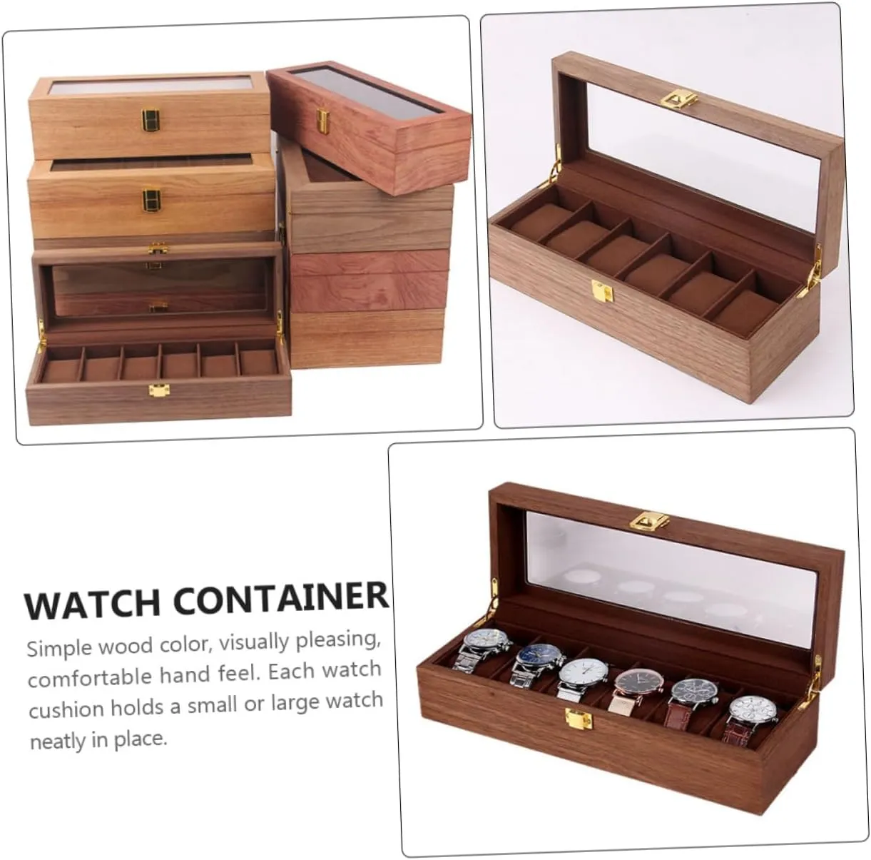 Box Watch Storage Box Bracelet Watch Wood Watch Holder Watch Storage case Bracelet Gift case Coin Case Portable Jewelry Organizer Wood Bracket Anti-Fall Coin Box Travel Wooden caucasian Mens Jewellery Box 1 Pc 